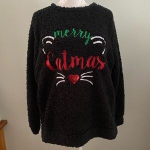 NWT Merry Catmas Sherpa Sweater XL
